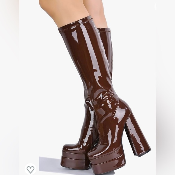 Cape Robbin Brown Platform Knee Boots - Picture 4 of 11